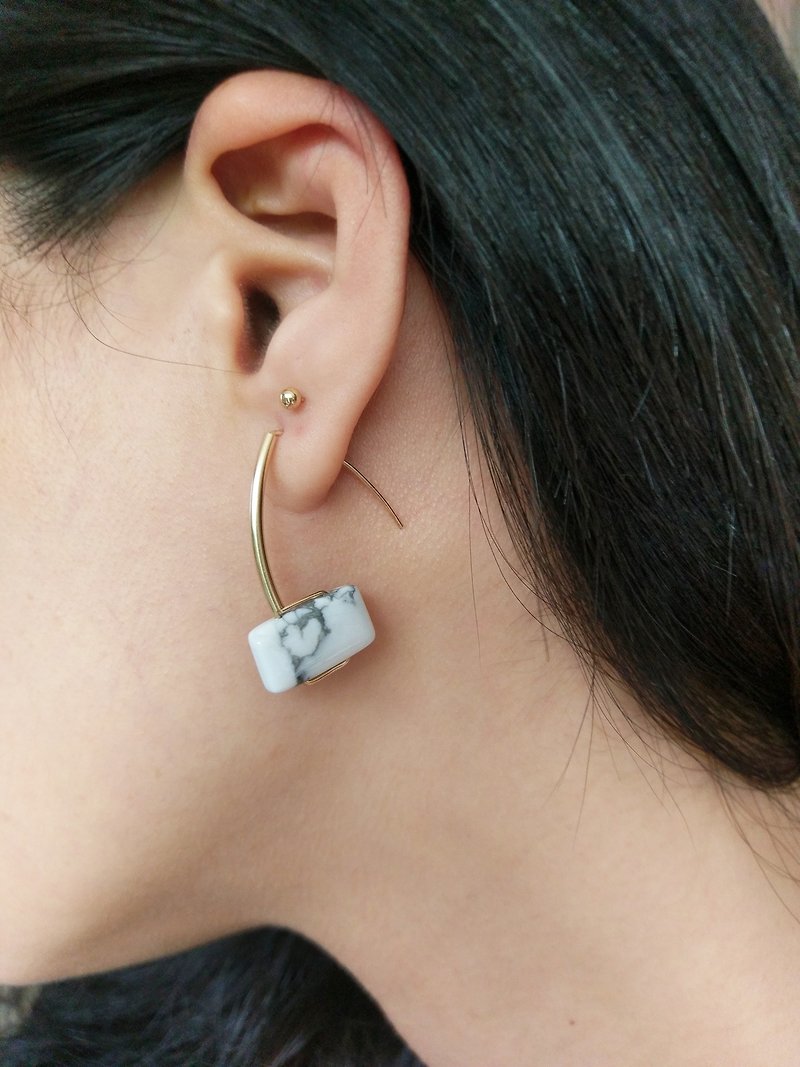 Minimalist White Howlite Earrings - Earrings & Clip-ons - Semi-Precious Stones 