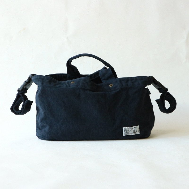 Buggy Bag [Black/Navy] (VC-43) - กระเป๋าถือ - ผ้าฝ้าย/ผ้าลินิน สีดำ