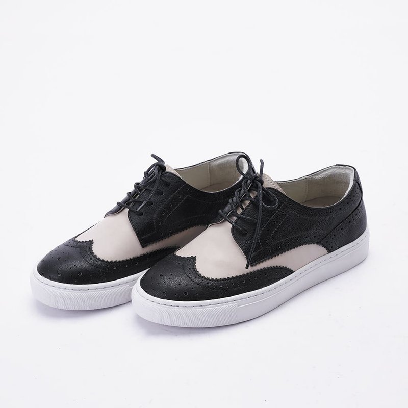 Size Zero [Island of Capri] Casual Bottom Carved Derby Shoes_Sesame Oats - Women's Oxford Shoes - Genuine Leather Black