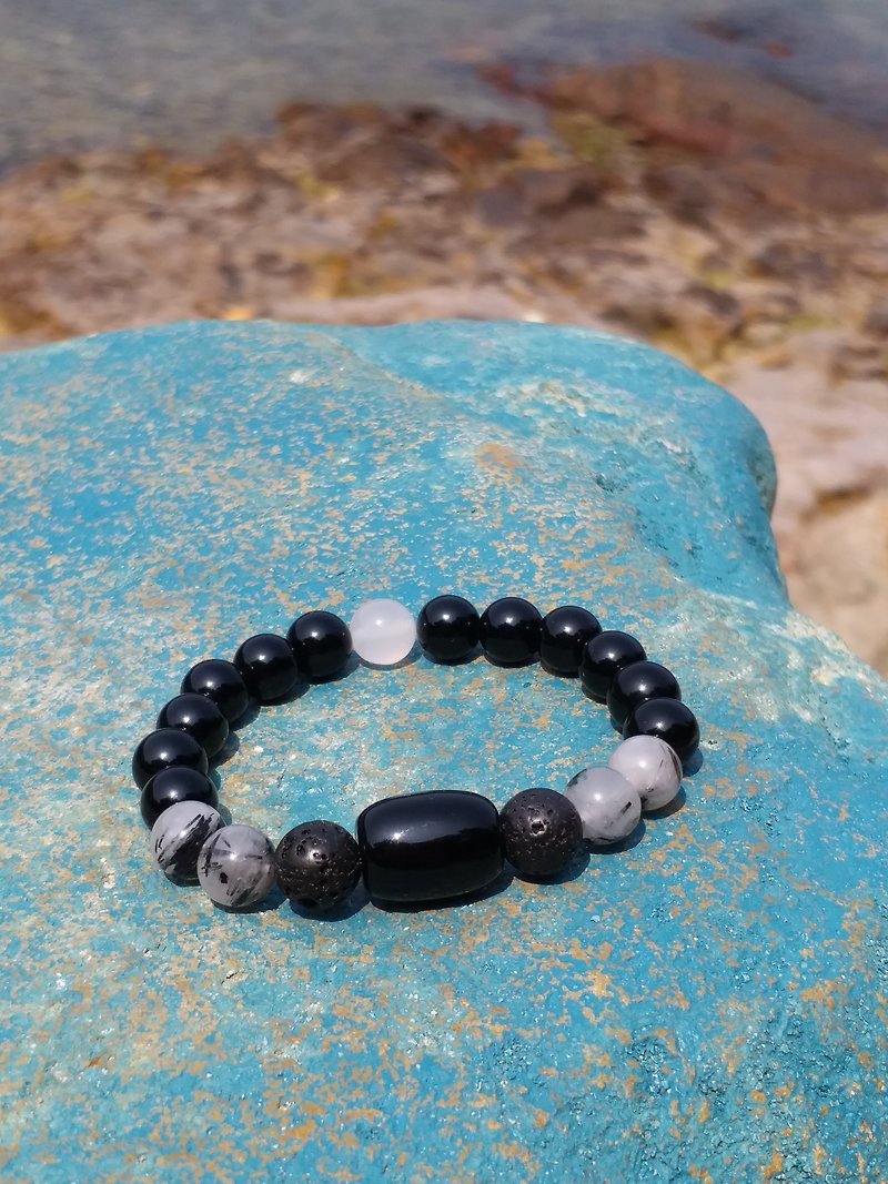 Super [-] negative energy Resistance Among Black grain agate Stone volcanic obsidian bracelet... - Bracelets - Gemstone Black
