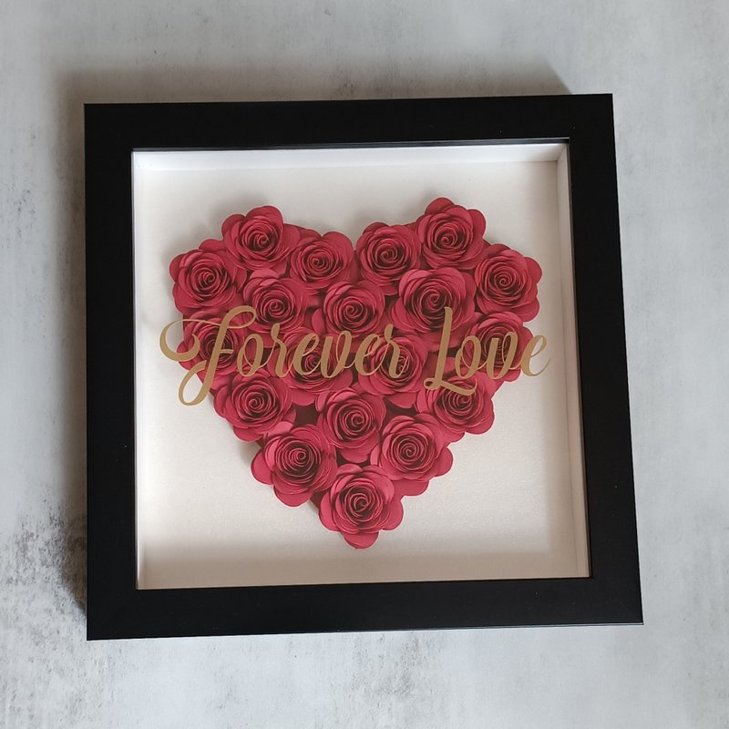 Forever Love 情人節紙花心心相架 - 擺飾/家飾品 - 紙 紅色