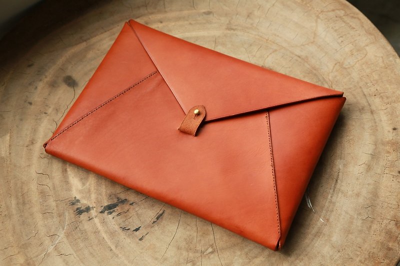 Envelope Handstitched Notebook Bag, Personalised Document Bag, Clutch - กระเป๋าแล็ปท็อป - หนังแท้ 