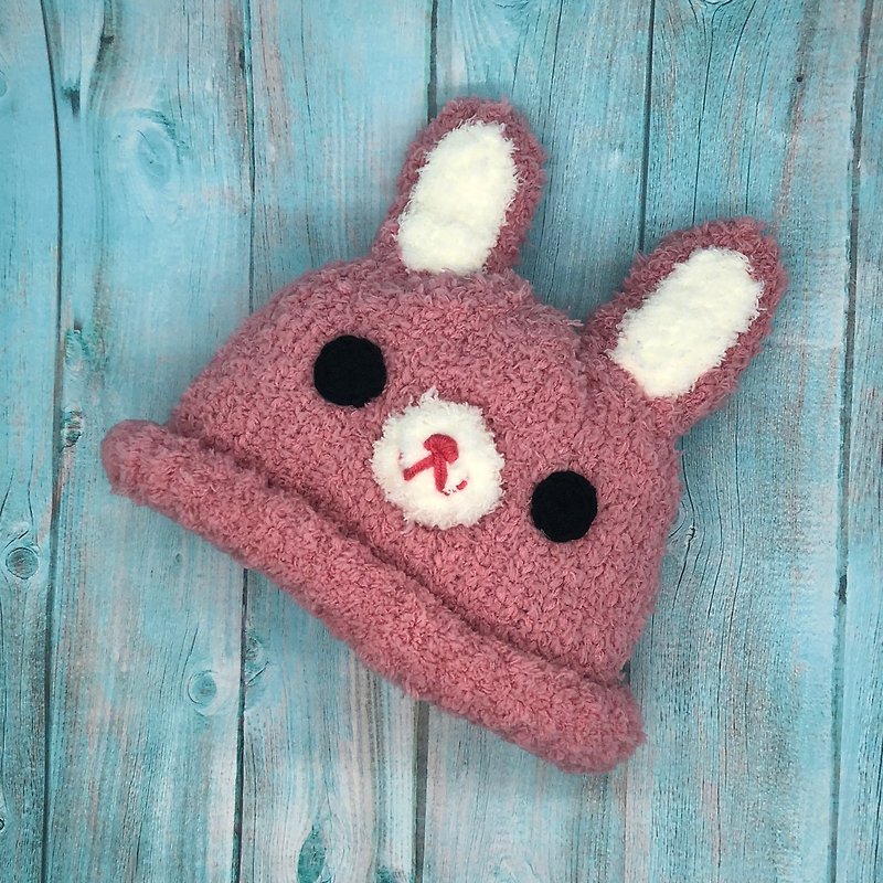 Bunny-knitted baby woolen hat for the first birthday gift (adult and child size) - Baby Hats & Headbands - Polyester Pink