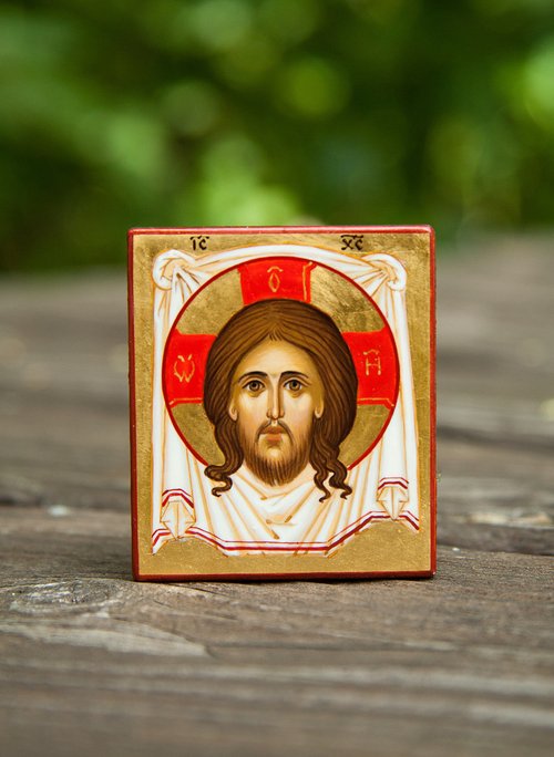 手描きの正教会のキリスト教のイエス・キリストのアイコン、ミニチュア 