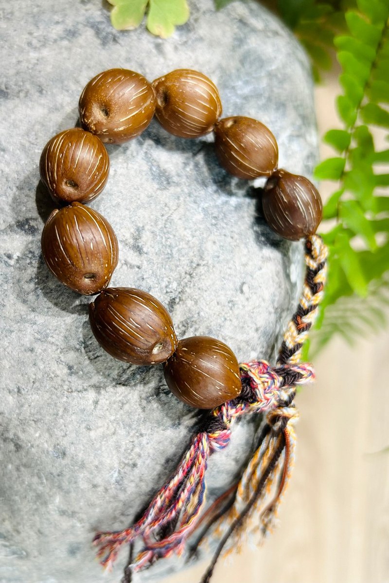 No.8-Original & Natural Seed Bodhi Purple Rat | Fully Handmade Tibetan Kumihimo| Auspicious and Blessed - สร้อยข้อมือ - พืช/ดอกไม้ 