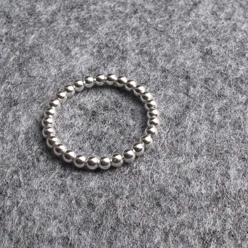 Geometric Geometry round sterling silver beads ring - แหวนทั่วไป - เงินแท้ สีเงิน