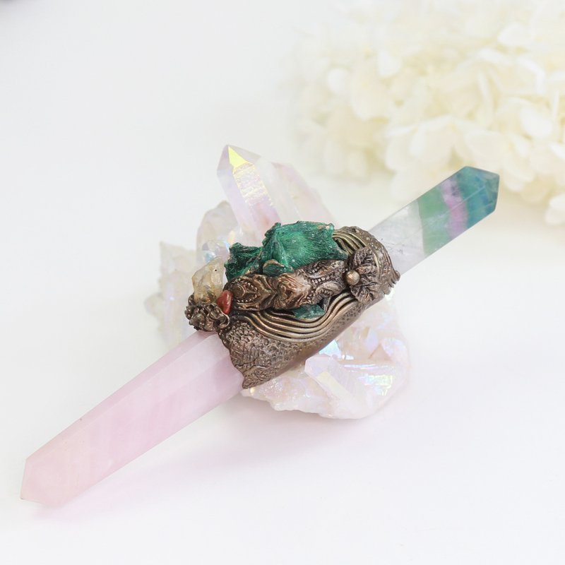 螢石&粉晶魔杖 - 擺飾/家飾品 - 水晶 粉紅色