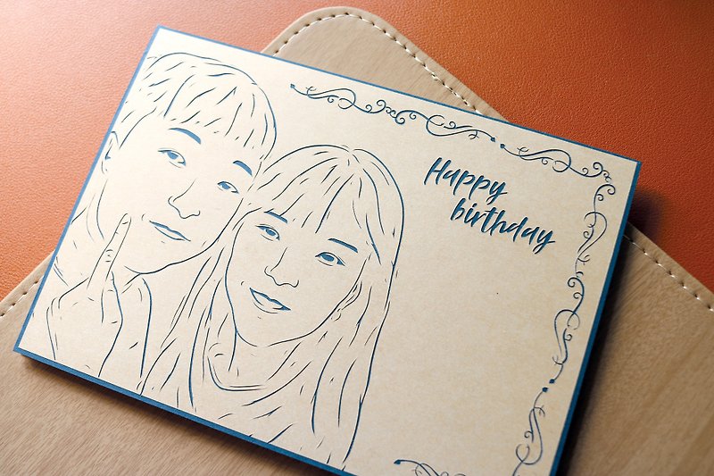 Portrait Paper Carving Card (Single Line-Folding) Customized Gift - Cards & Postcards - Paper 