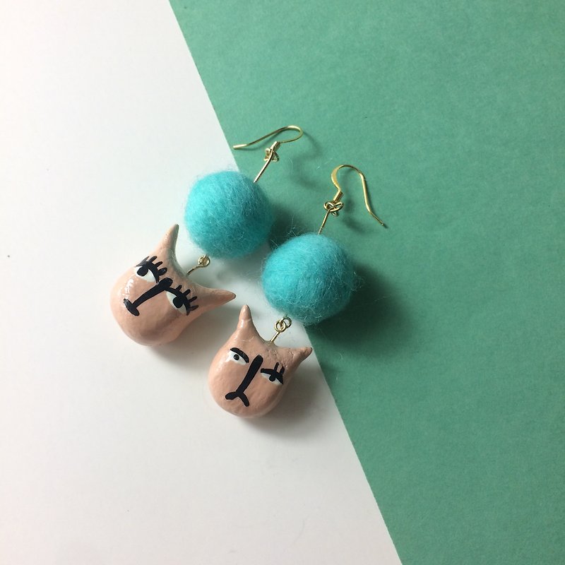 Cat Clay Earrings - Handmade - Earrings & Clip-ons - Clay Pink