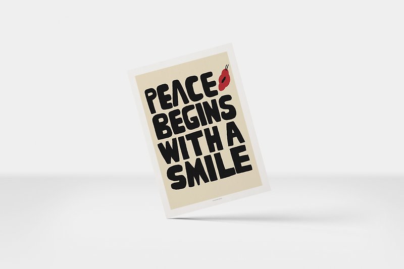 Peace Begins with a Smile card - 心意卡/卡片 - 紙 黑色