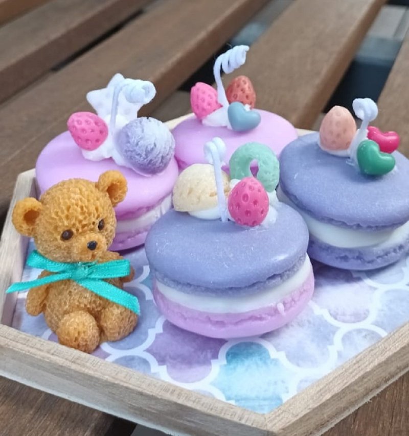 [Customized handmade] Macaron candle wedding banquet small return gift scattered water gift 100-day banquet return gift - Candles & Candle Holders - Wax Multicolor