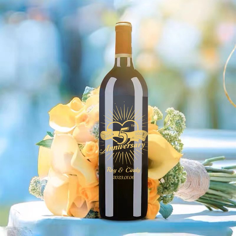 週年紀念| 訂製紅酒單支雙杯套裝紀念禮物 情侶小物 客製化雕刻 - 酒類/酒精飲品 - 玻璃 