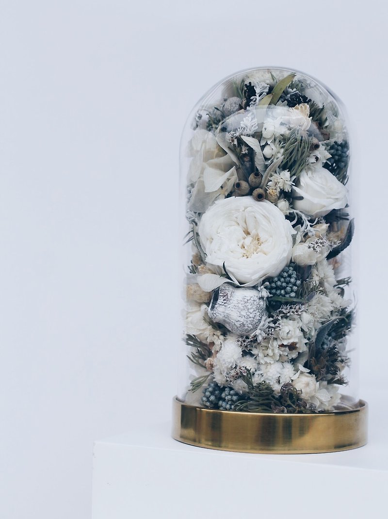 永遠の花のドーム【神々の王ゼウス】不滅の花瓶の花 - 置物 - 寄せ植え・花 ホワイト