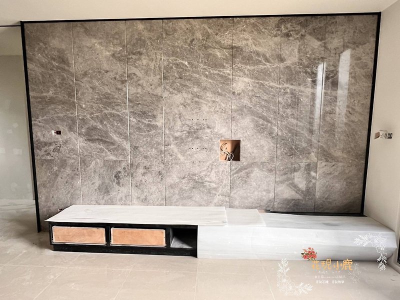 Natural marble TV main wall - TV Stands & Cabinets - Stone Multicolor