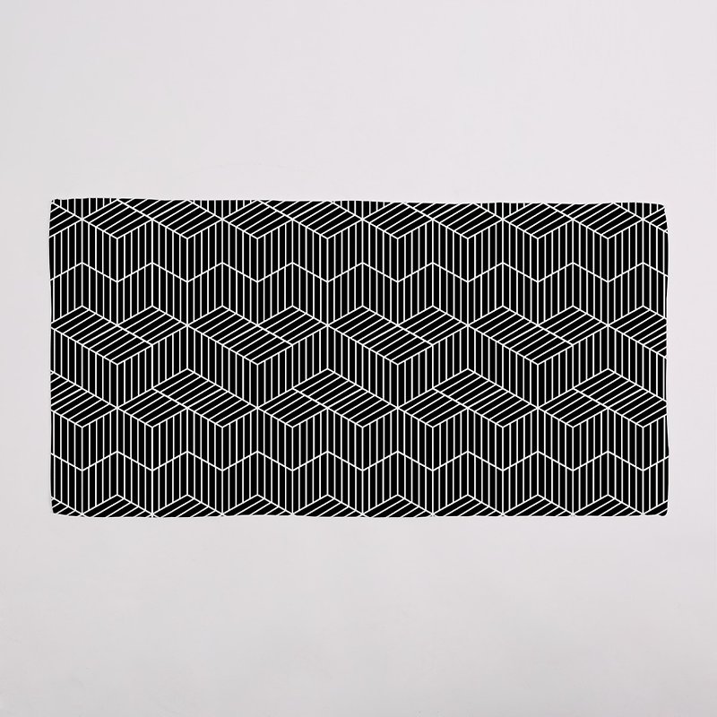 黑白幾何 | 竹炭纖維運動毛巾 - 毛巾/浴巾 - 其他材質 黑色