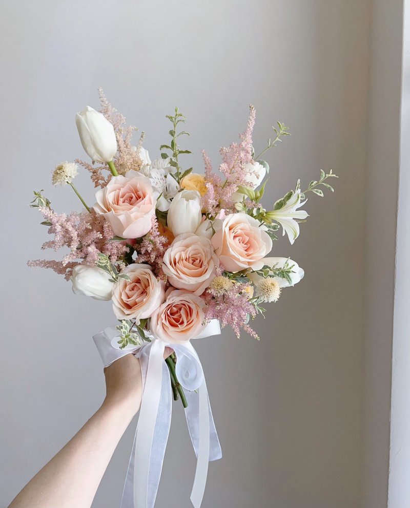 [Flowers] Apricot pink roses, tulips, natural style flower bouquets - Other - Plants & Flowers Pink