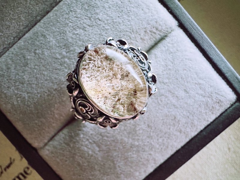 粉幽靈串金髮水晶銀戒 - 戒指 - 水晶 