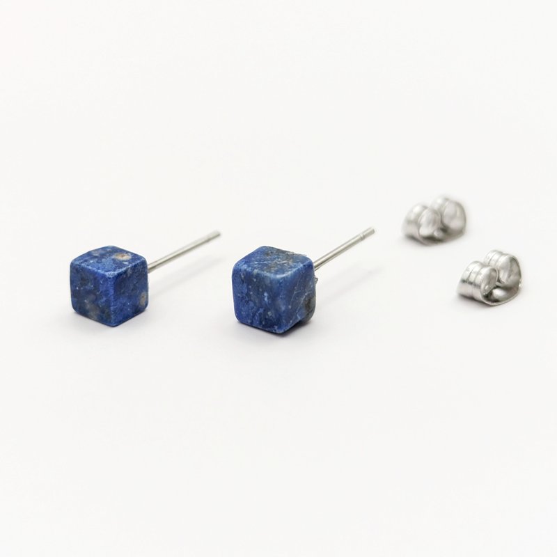 Natural Crystal Lapis Lazuli Sugar Cube Small Stud Earrings - Earrings & Clip-ons - Crystal 