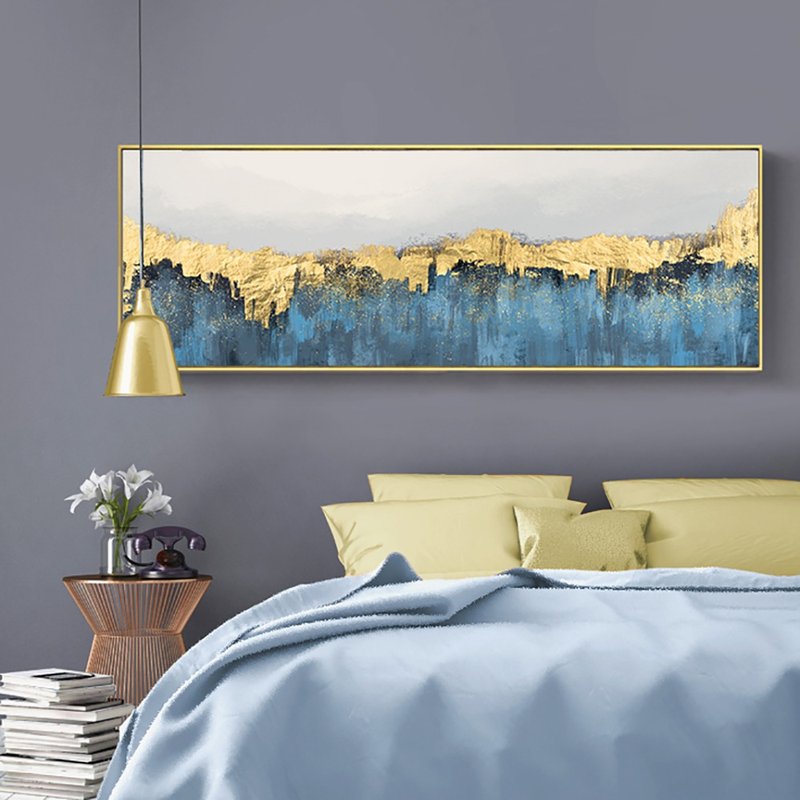 Shining Morning-Pictures-Banner Series-Gold.Grey.Blue - Posters - Cotton & Hemp Blue