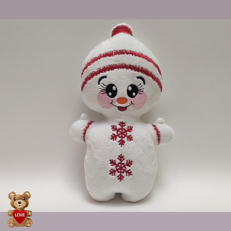 Personalised embroidery Plush Soft Toy Christmas Snowman - 玩偶/公仔 - 其他金屬 白色