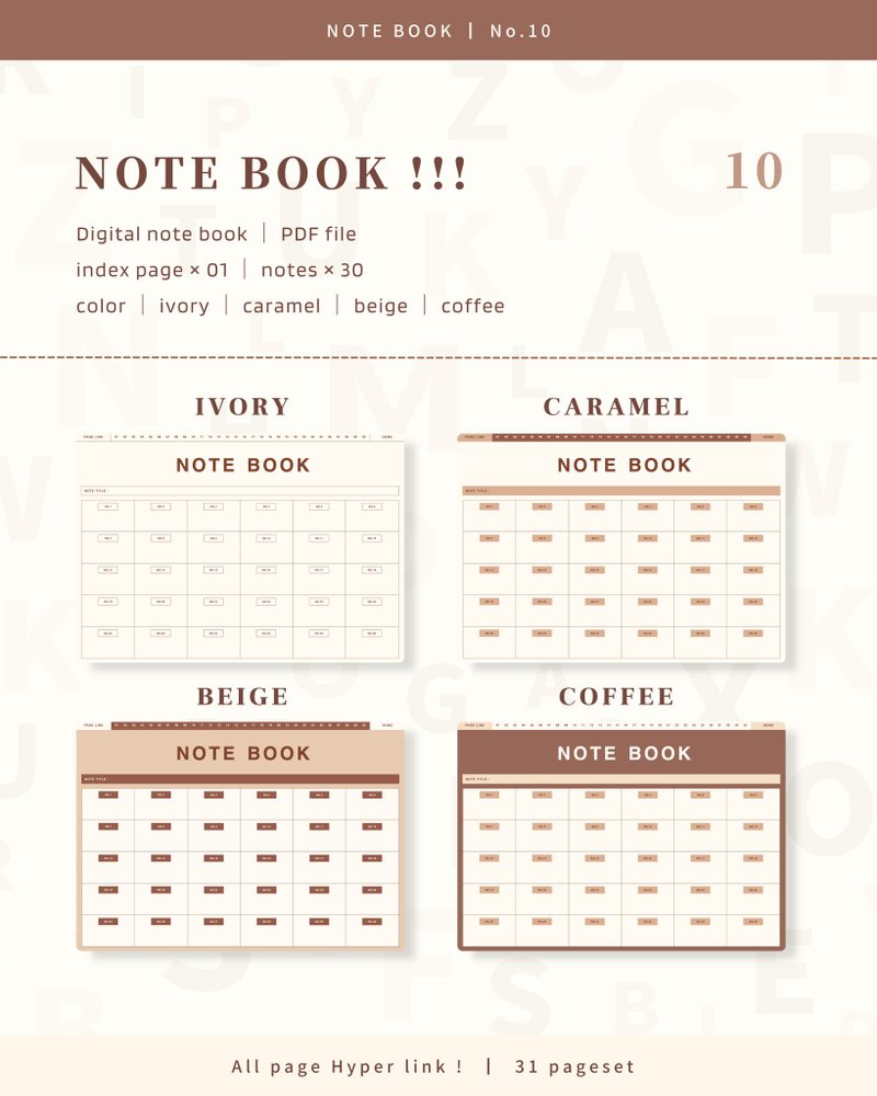 【 NOTE BOOK / No.10 / 横 】デジタルノート / テンプレート - 其他數位商品 - 其他材質 