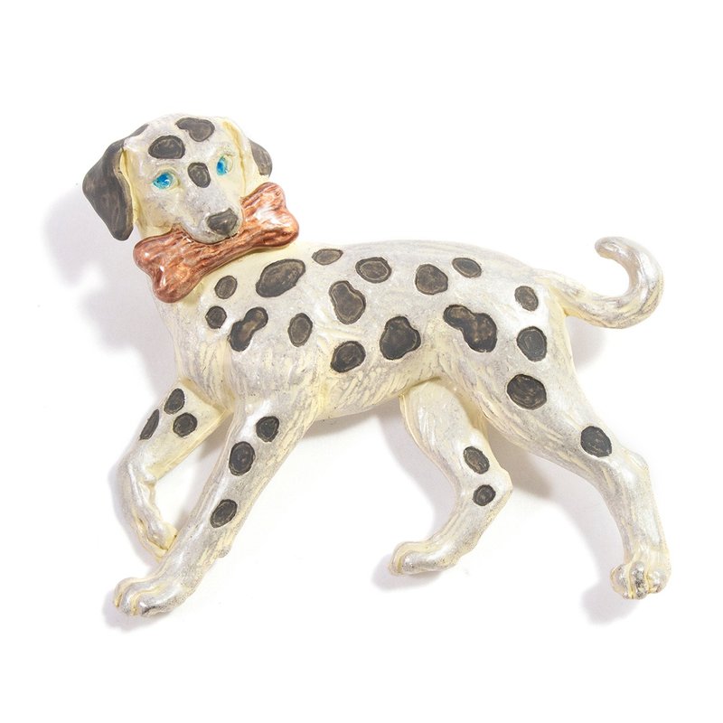 ダルメシアンブローチ Dalmation PB142 - 胸針 - 其他金屬 白色
