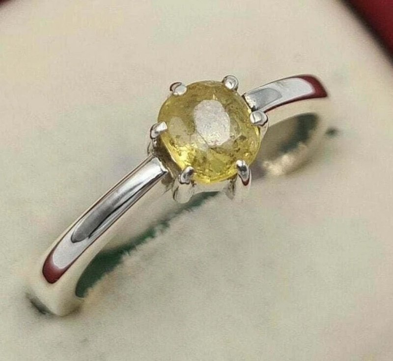 womens sapphire ring yellow sapphire jewelry christmas gift for her ceylon stone - 戒指 - 寶石 黃色
