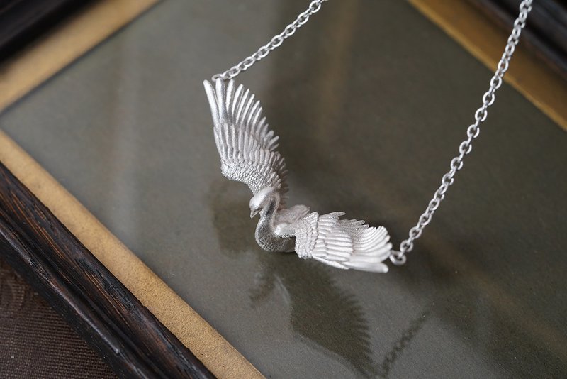 925 Silver Swan Necklace - สร้อยคอ - เงินแท้ สีเงิน