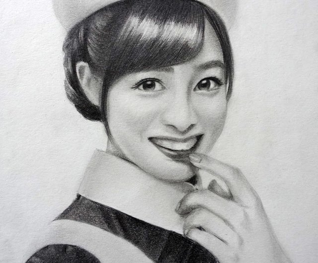 Juliet 女性の肖像画 鉛筆画 木炭紙 鉛筆画 / 似顔絵 / 女性 - ショップ Lin