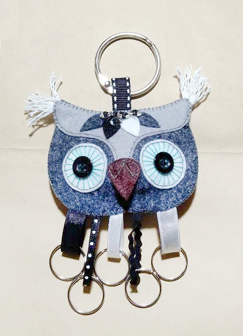 Key Holder 鑰匙圈 - 灰系貓頭鷹 - 鑰匙圈/鑰匙包 - 其他人造纖維 灰色