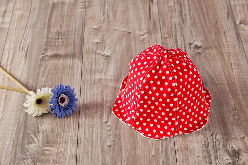 kids_Ladybug.dot pattern petal hat - หมวกเด็ก - ผ้าฝ้าย/ผ้าลินิน สีแดง