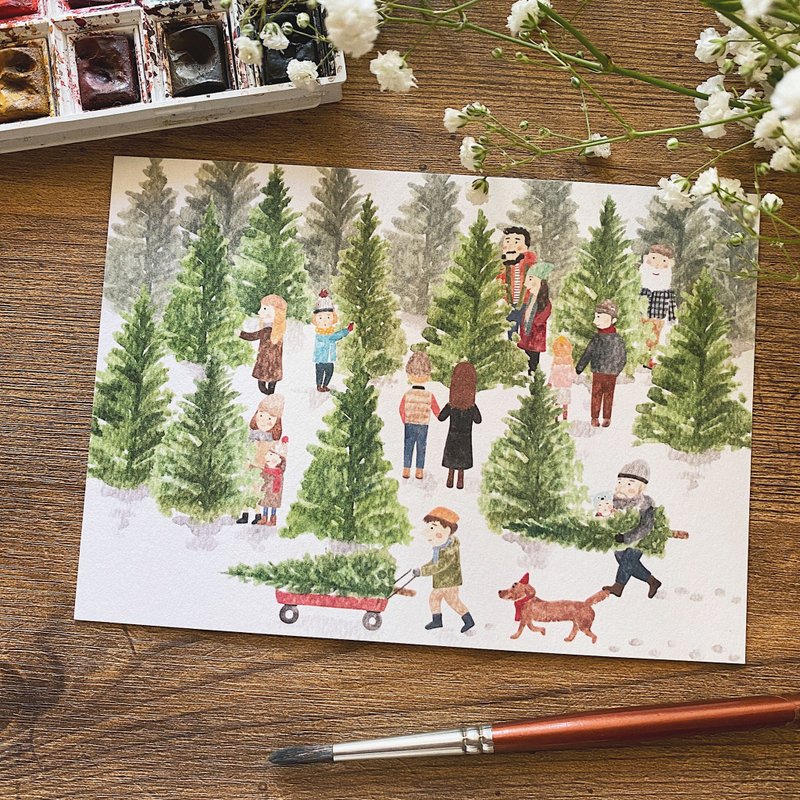 Tree Farm / Christmas Postcard - การ์ด/โปสการ์ด - กระดาษ 