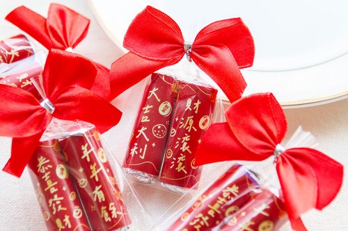 幸福朵朵 婚禮小物 花束禮物 新年祝福語 迷你曼陀珠(2入)糖果包 共兩款 年節送禮 送客戶 新年