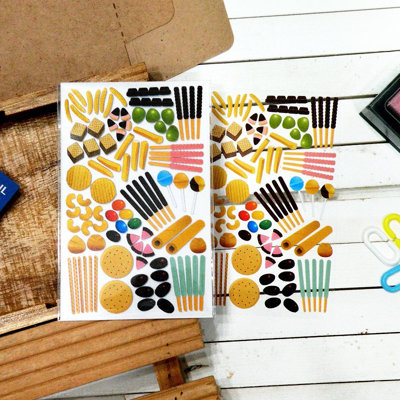 Candy & Snack Stickers (2 Pieces Set) - สติกเกอร์ - พลาสติก สีนำ้ตาล