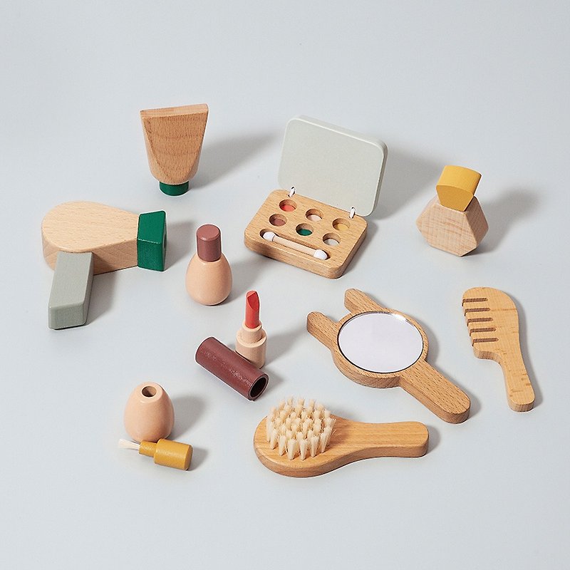 Dutch Petit Monkey classic wooden toy-little makeup artist - Kids' Toys - Wood Khaki