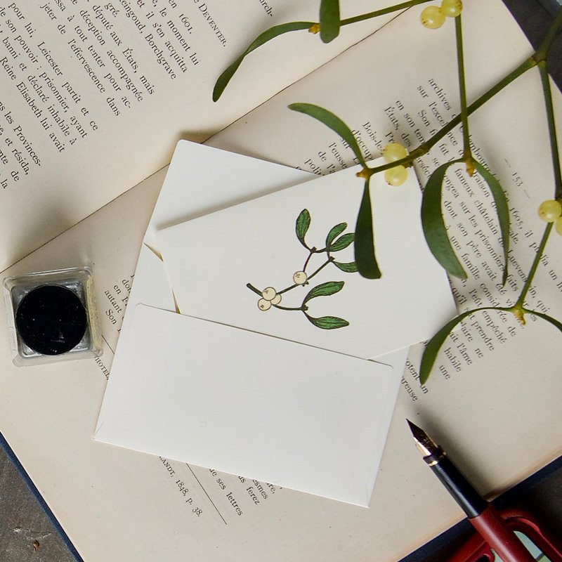 message card / mistletoe / letterpress /  1card and 1envelope / 75×105mm - Cards & Postcards - Paper 