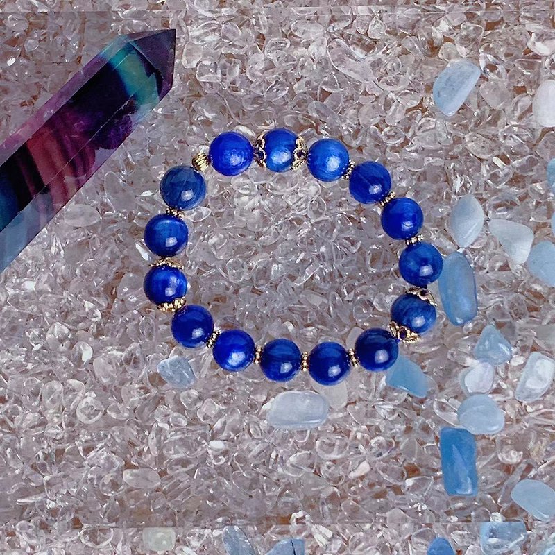 星河藍精靈8m圓珠 藍晶石 高品 能量水晶 開運手鍊 - 手鍊/手鐲 - 水晶 