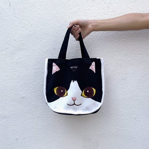 Meow Meow黑白大面貓手挽袋手提袋