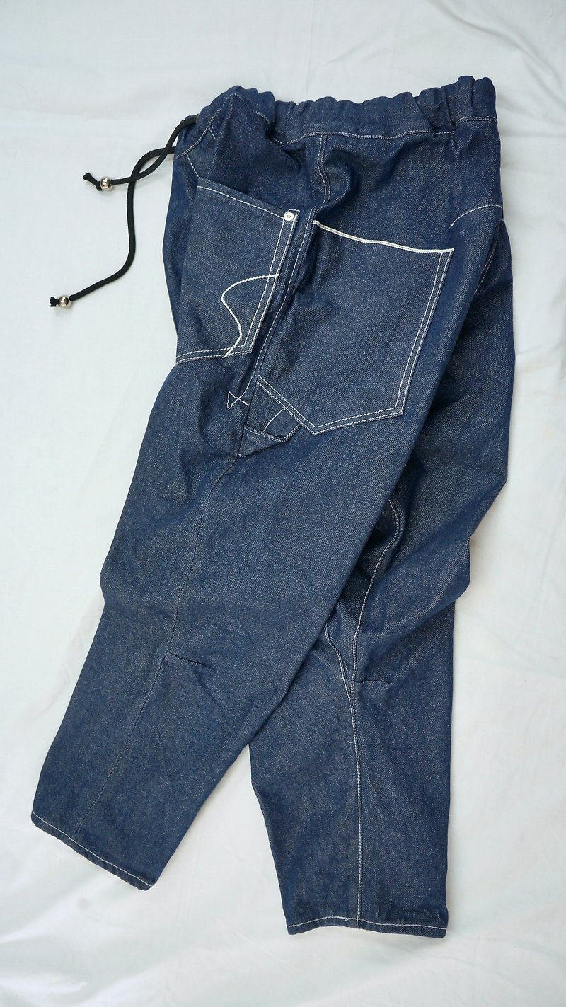 Narrow Sarouel No.201 Genuine indigo ver. - Unisex Pants - Cotton & Hemp Blue