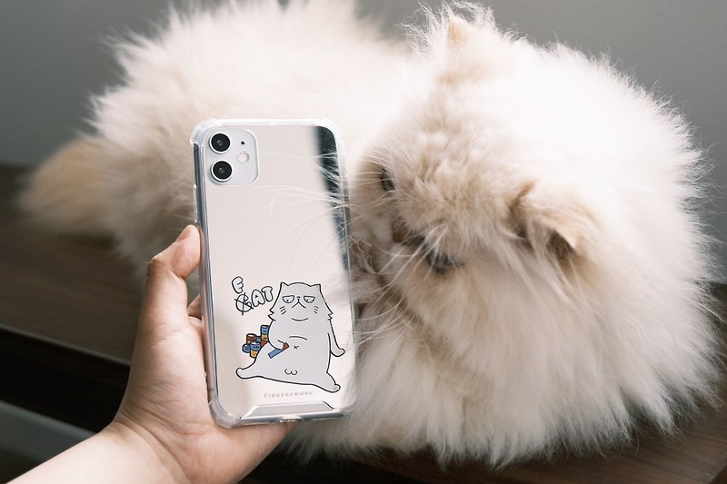 World-weary fat cat FAT CAT mirror phone case