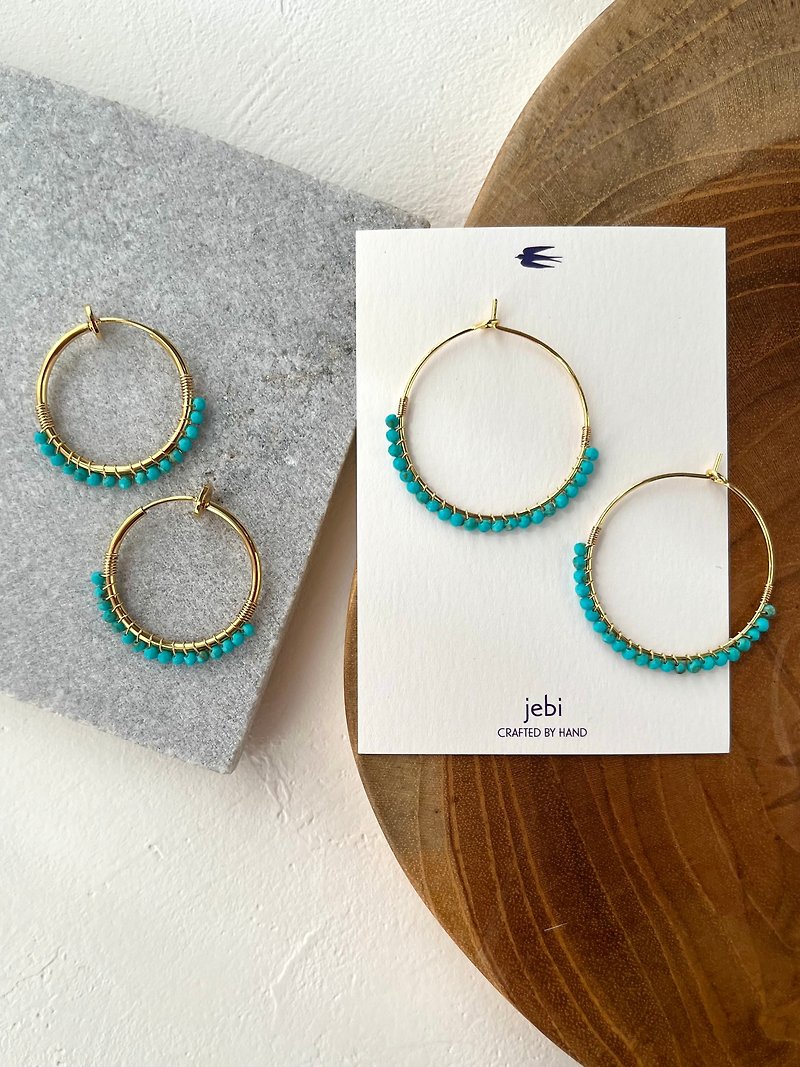 Turquoise Hoop Earrings - Earrings & Clip-ons - Semi-Precious Stones Blue