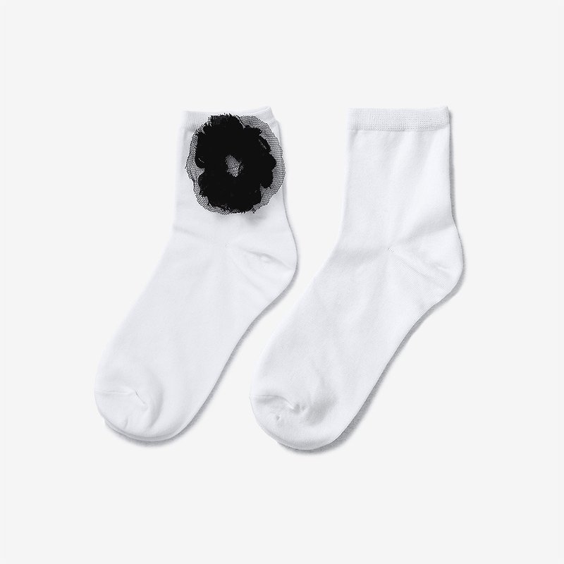 蕾絲花白襪 ,兩雙一組 - imakokoni - 襪子 - 棉．麻 白色