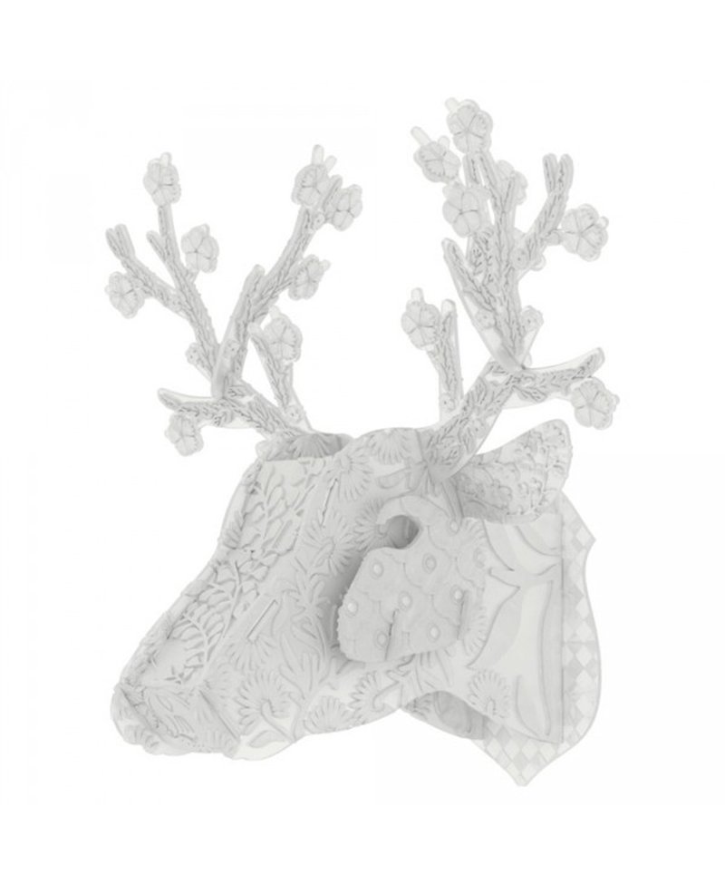Italy MIHO Imported Gorgeous Simple Monochrome White Deer Head Ornament (Coconut) Spot - Items for Display - Plastic White
