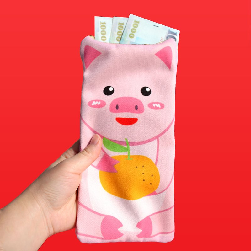豚用の幸運の赤い封筒収納袋と豚の年の赤い封筒 - ご祝儀袋・ポチ袋 - ポリエステル ピンク