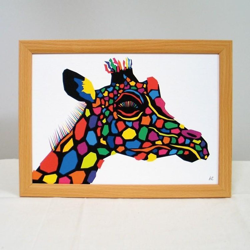 繪畫插圖藝術長頸鹿長頸鹿長頸鹿 Painting illustrations Art giraffe giraffe Giraffe A4-K02 - 掛牆畫/海報 - 紙 黃色