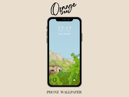 sundaydaisy phone wallpaper aesthetic Italian countryside painting orange tree hand painted