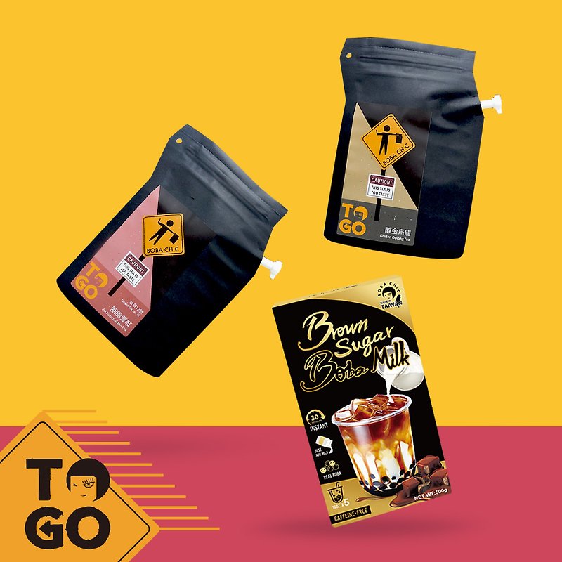 TO-GO Drip Tea Bag and Brown Sugar Boba Milk Kit - 5 Counts - Tea - Fresh Ingredients Black