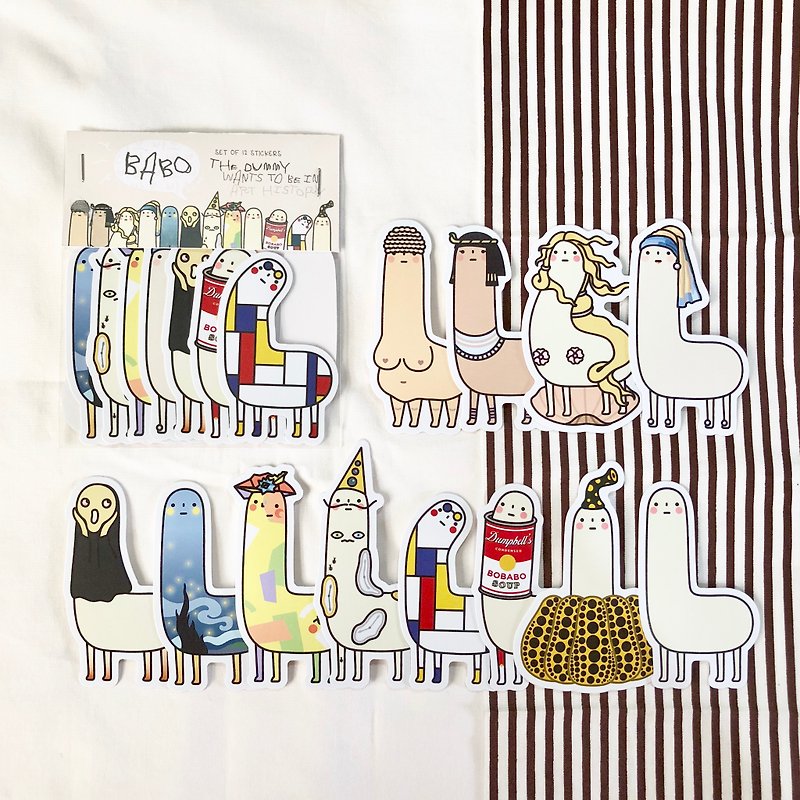 Babo Wants to be in Art History Sticker Pack | Set of 12 monster stickers - Stickers - Paper Multicolor