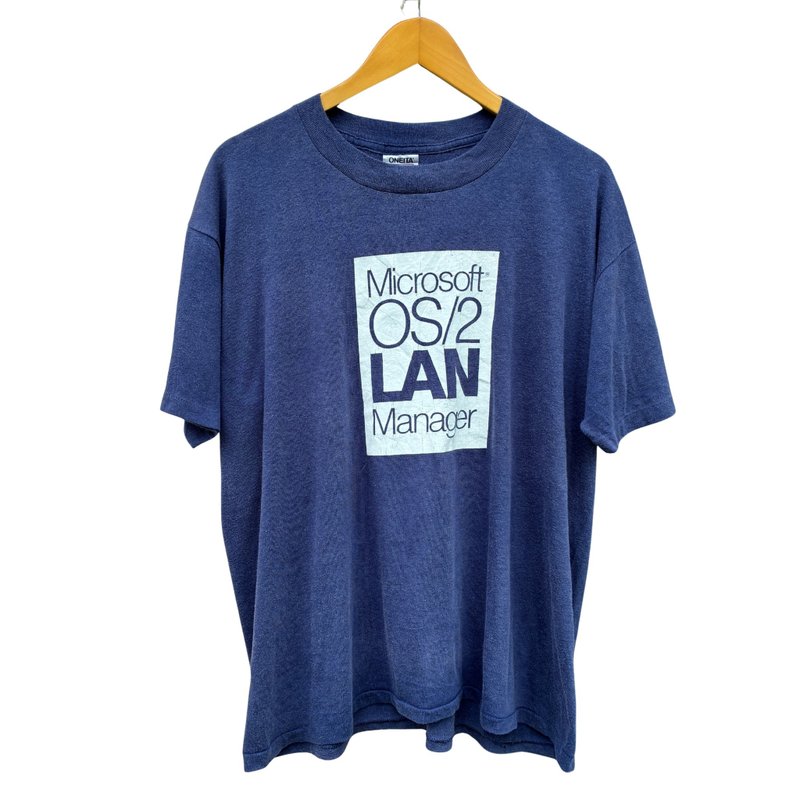Vintage 90s Microsoft OS/2 LAN Manager Promo  T-shirt - Men's T-Shirts & Tops - Cotton & Hemp Blue