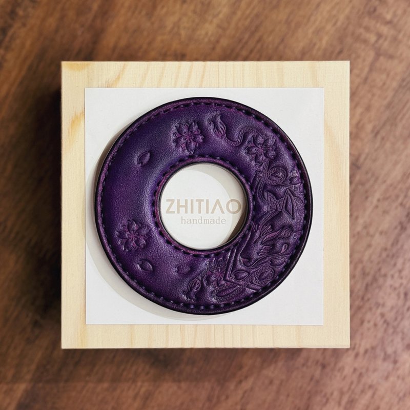 原創手工製作牛皮劍道刀鐔 御先稻荷 紫色 劍鍔 Tsuba - 運動配件 - 真皮 紫色